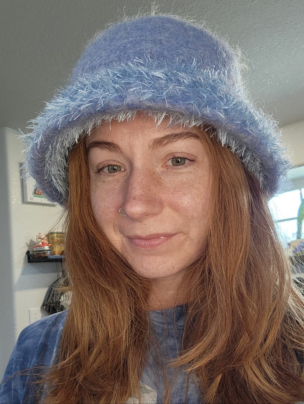 Vintage Whidbey Wool Fuzzy Hand Knit Bucket Hat Size Sm/Med